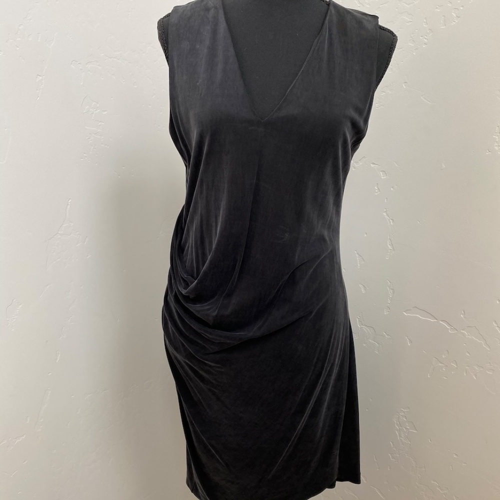 Helmut Lang VNeck Drape Cupro Dress - Size Large - Retail $495